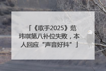 《歌手2025》范玮琪第八补位失败，本人回应“声音好抖”