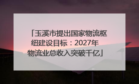 玉溪市提出国家物流枢纽建设目标：2027年物流业总收入突破千亿