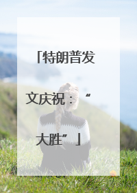 特朗普发文庆祝：“大胜”