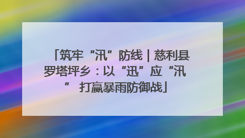 筑牢“汛”防线｜慈利县罗塔坪乡：以“迅”应“汛” 打赢暴雨防御战