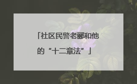 社区民警老郦和他的“十二章法”