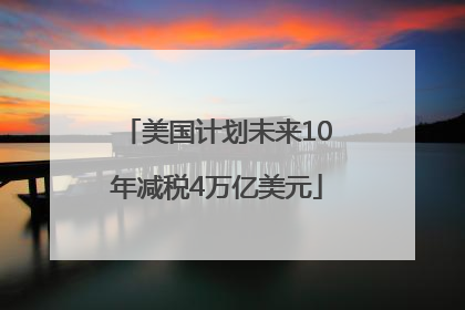 美国计划未来10年减税4万亿美元