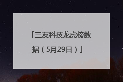 三友科技龙虎榜数据（5月29日）