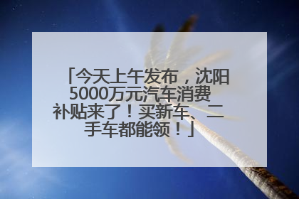 今天上午发布，沈阳5000万元汽车消费补贴来了！买新车、二手车都能领！