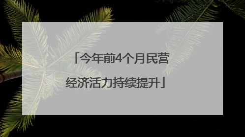 今年前4个月民营经济活力持续提升