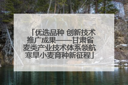 优选品种 创新技术 推广成果——甘肃省麦类产业技术体系领航寒旱小麦育种新征程