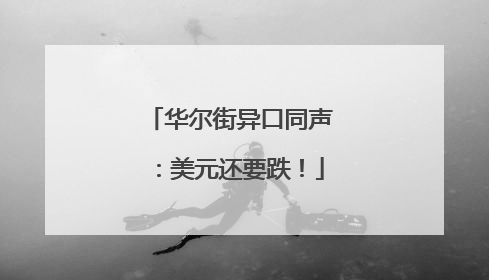 华尔街异口同声：美元还要跌！