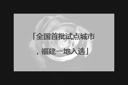 全国首批试点城市，福建一地入选