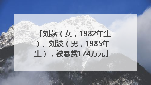 刘燕（女，1982年生）、刘波（男，1985年生），被悬赏174万元