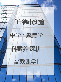 广德市实验中学：聚焦学科素养 深耕高效课堂