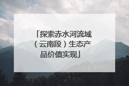 探索赤水河流域（云南段）生态产品价值实现
