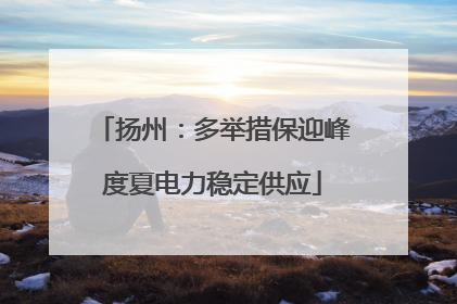扬州：多举措保迎峰度夏电力稳定供应
