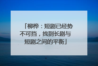 柳桦：短剧已经势不可挡，找到长剧与短剧之间的平衡