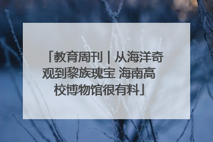 教育周刊｜从海洋奇观到黎族瑰宝 海南高校博物馆很有料