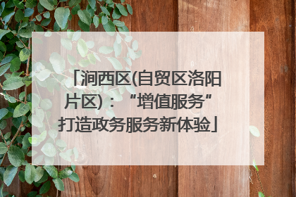 涧西区(自贸区洛阳片区)：“增值服务”打造政务服务新体验