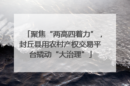 聚焦“两高四着力”，封丘县用农村产权交易平台撬动“大治理”