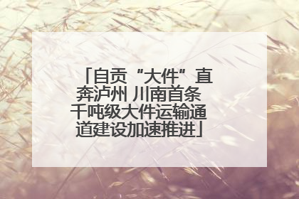 自贡“大件”直奔泸州 川南首条千吨级大件运输通道建设加速推进
