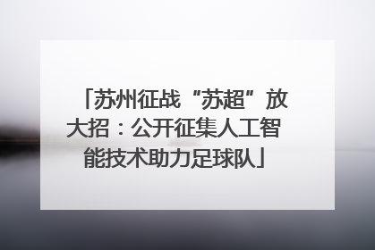 苏州征战“苏超”放大招：公开征集人工智能技术助力足球队
