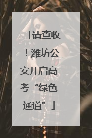 请查收！潍坊公安开启高考“绿色通道”