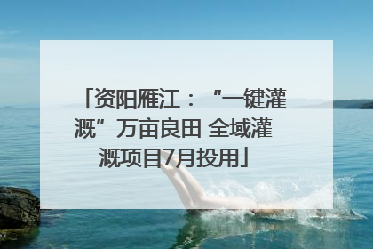 资阳雁江：“一键灌溉”万亩良田 全域灌溉项目7月投用