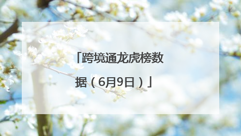 跨境通龙虎榜数据（6月9日）
