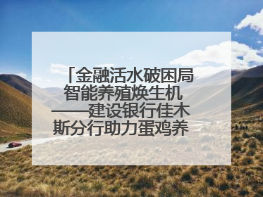 金融活水破困局 智能养殖焕生机——建设银行佳木斯分行助力蛋鸡养殖突围