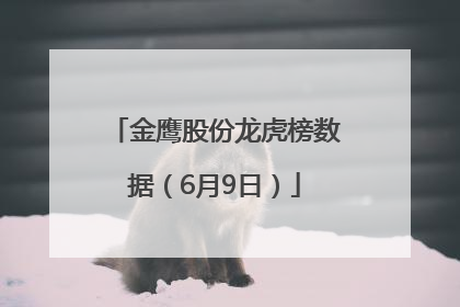 金鹰股份龙虎榜数据（6月9日）