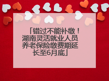 错过不能补缴！湖南灵活就业人员养老保险缴费期延长至6月底
